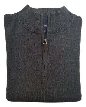 1/4 Zip Mock Sweater Vest in Charcoal Cotton Blend