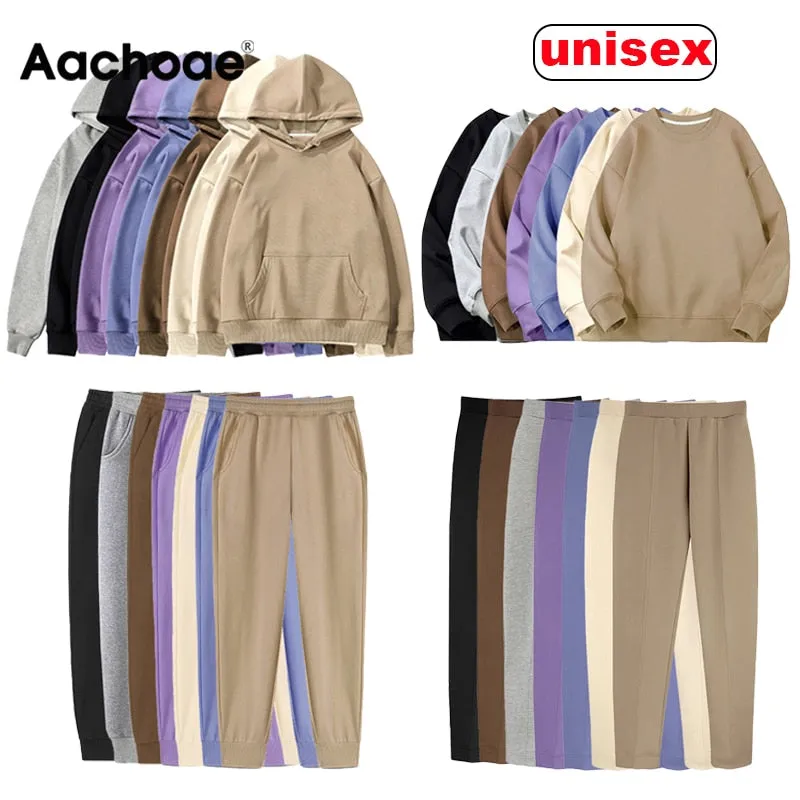 Aachoae Couple Hoodies Sweatshirt Fleece Tracksuit