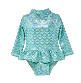 Alissa Fairytale Scales UPF 50  Baby Girls Ruffle Rash Guard Swimsuit