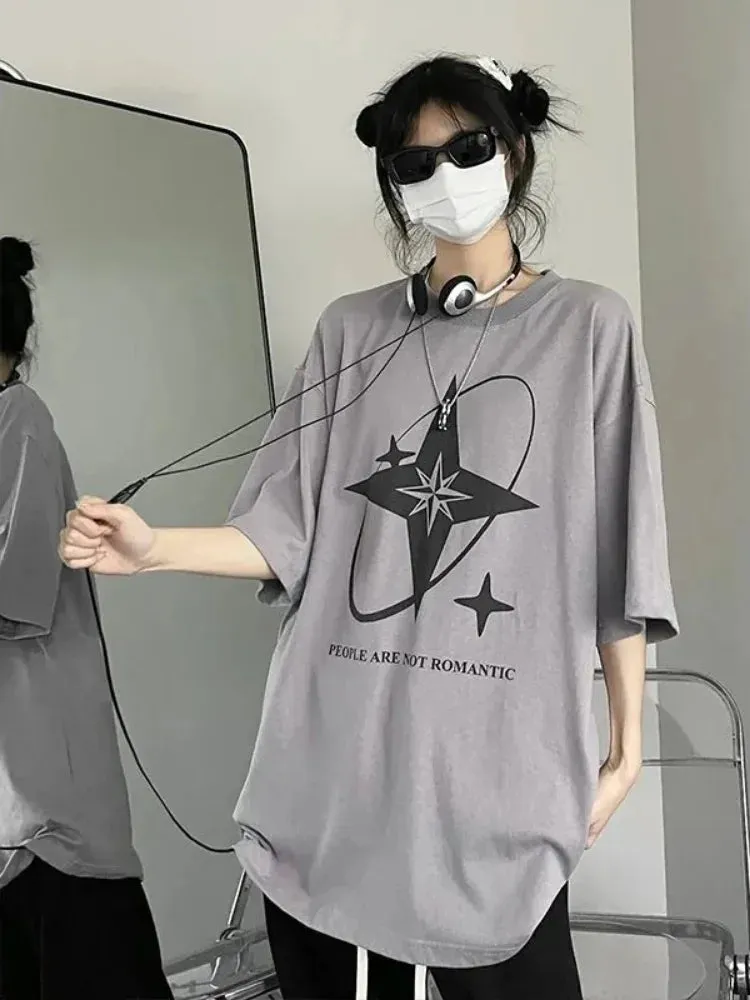 American Vintage Y2K Oversize Tops Casual Couple Tees Harajuku Women Clothes Summer Grunge Graphic Tshirts Women