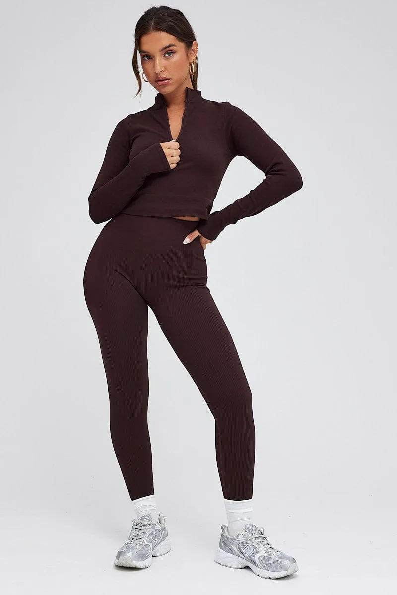 Brown Leggings Seamless Activewear