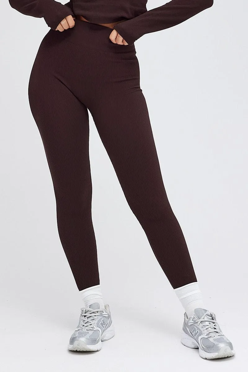 Brown Leggings Seamless Activewear