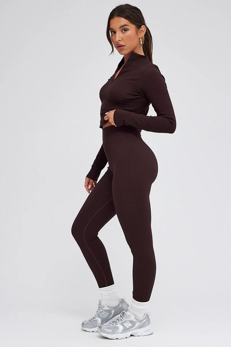 Brown Leggings Seamless Activewear