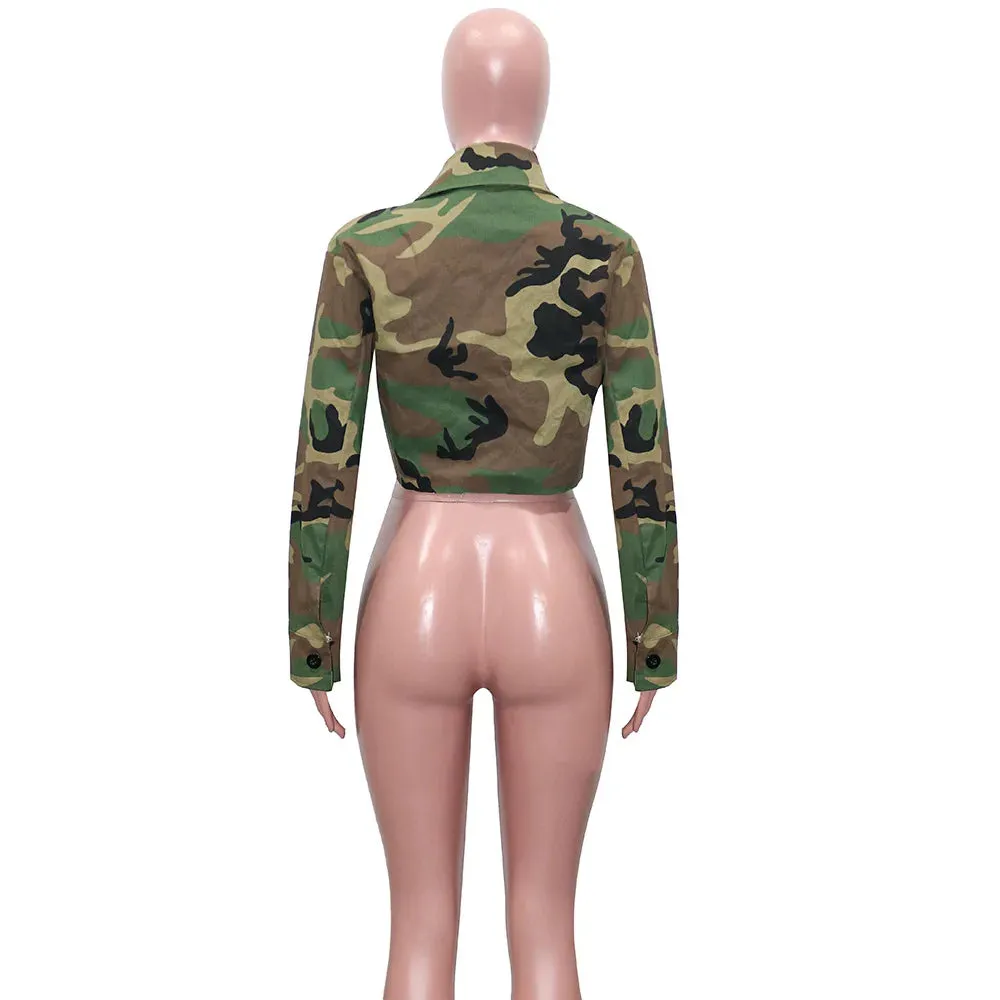 Cathy Cropped Camouflage Jackets