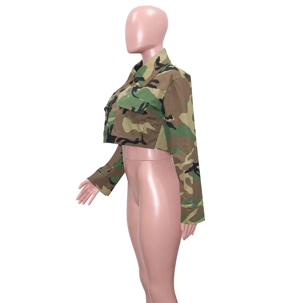 Cathy Cropped Camouflage Jackets