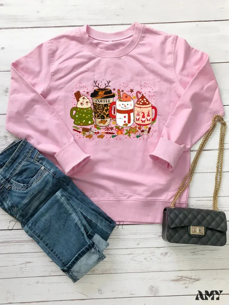 Colored Coffee Party Aesthetic Cotton Jumper Christmas Hoodie