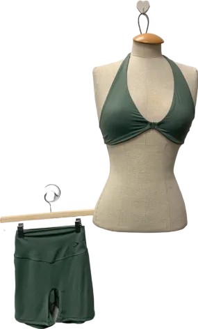 DUPLICATE LISITNG? CHECK Gymshark Green Halter Neck Sports Bra and Shorts Set UK XS