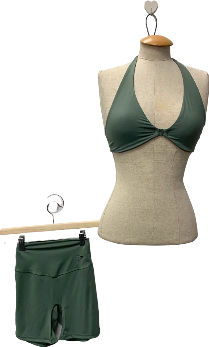 DUPLICATE LISITNG? CHECK Gymshark Green Halter Neck Sports Bra and Shorts Set UK XS