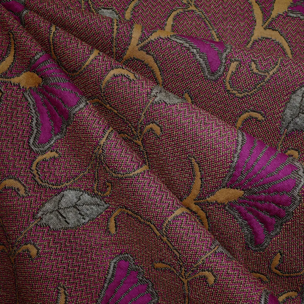 Fanning Floral Vine Plush Jacquard Double Knit Plum