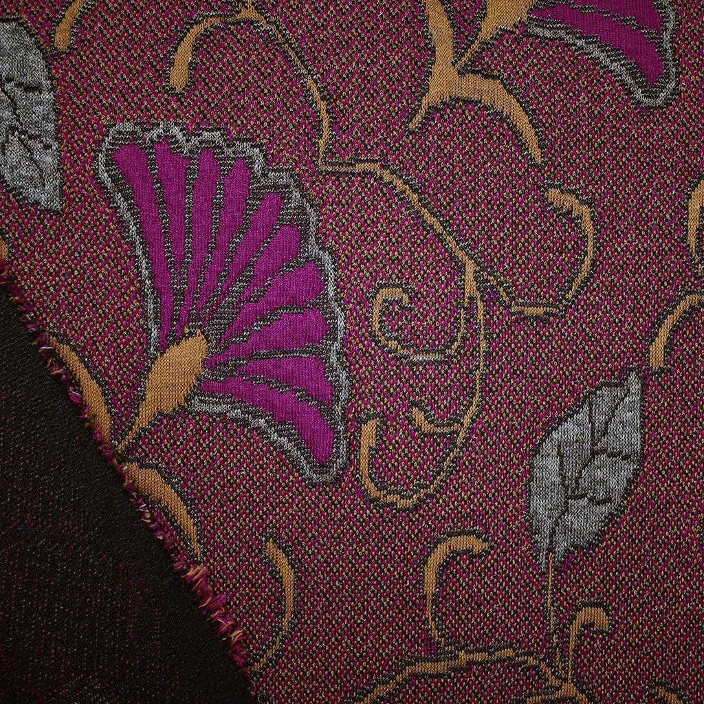 Fanning Floral Vine Plush Jacquard Double Knit Plum