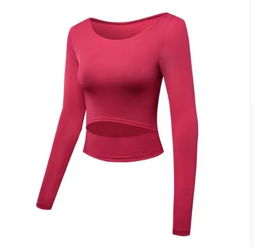 Fitness Yoga Shirts Top Full Sleeve Back Sweatshirt Workout Tee Running Activewear Sports Clothing