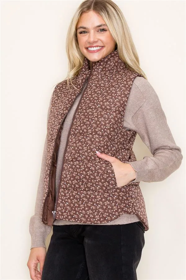 Floral Puffer Vests - 2 Colors! - FINAL SALE