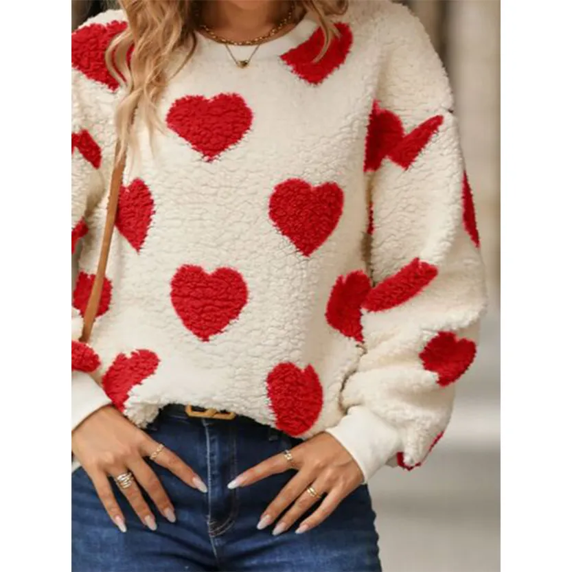 Funki Buys | Sweaters | Women's Plush  Fuzzy Heart Pullover