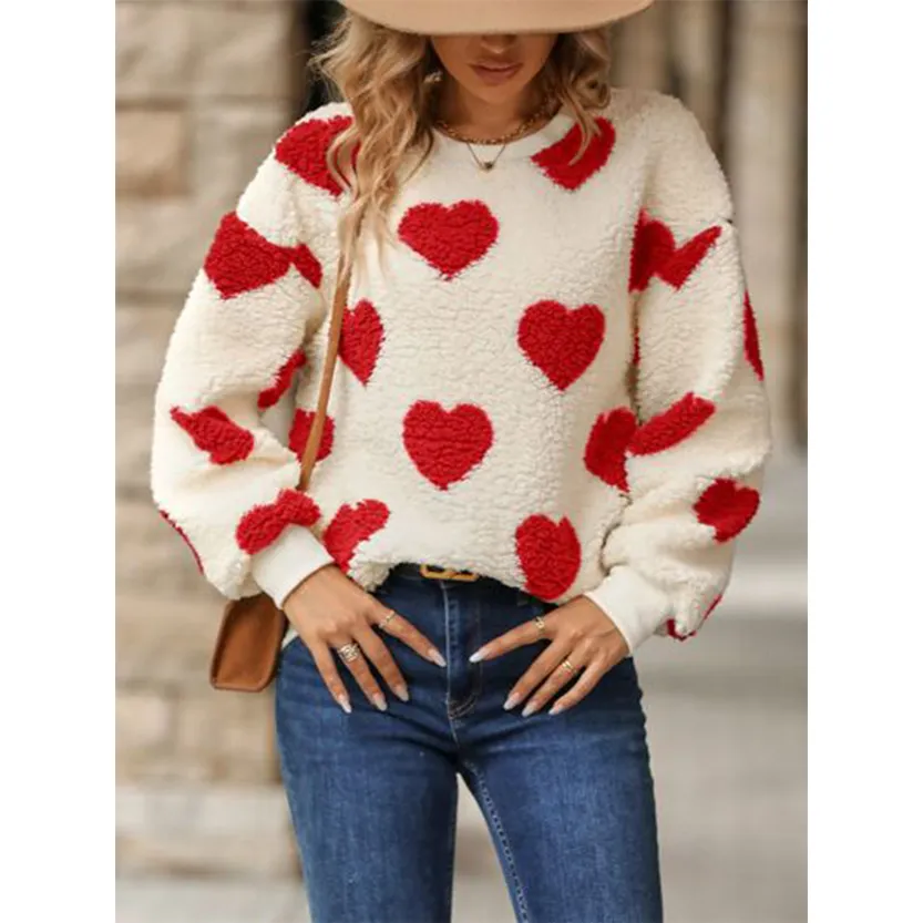 Funki Buys | Sweaters | Women's Plush  Fuzzy Heart Pullover