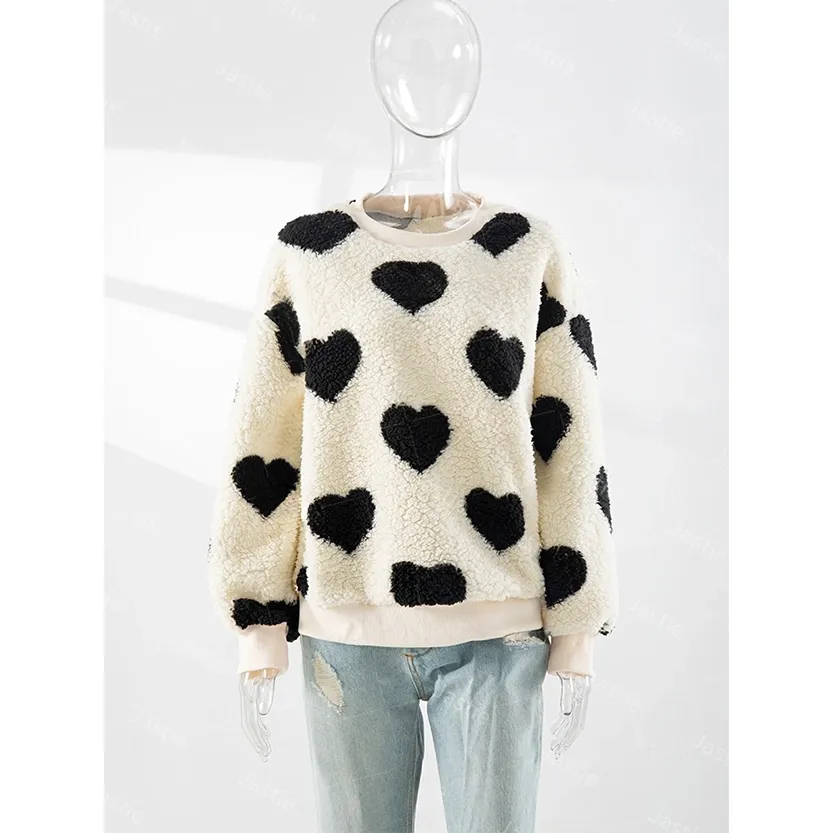 Funki Buys | Sweaters | Women's Plush  Fuzzy Heart Pullover