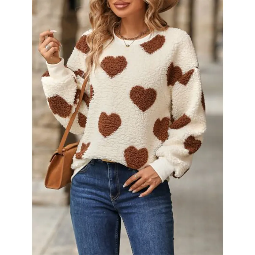 Funki Buys | Sweaters | Women's Plush  Fuzzy Heart Pullover