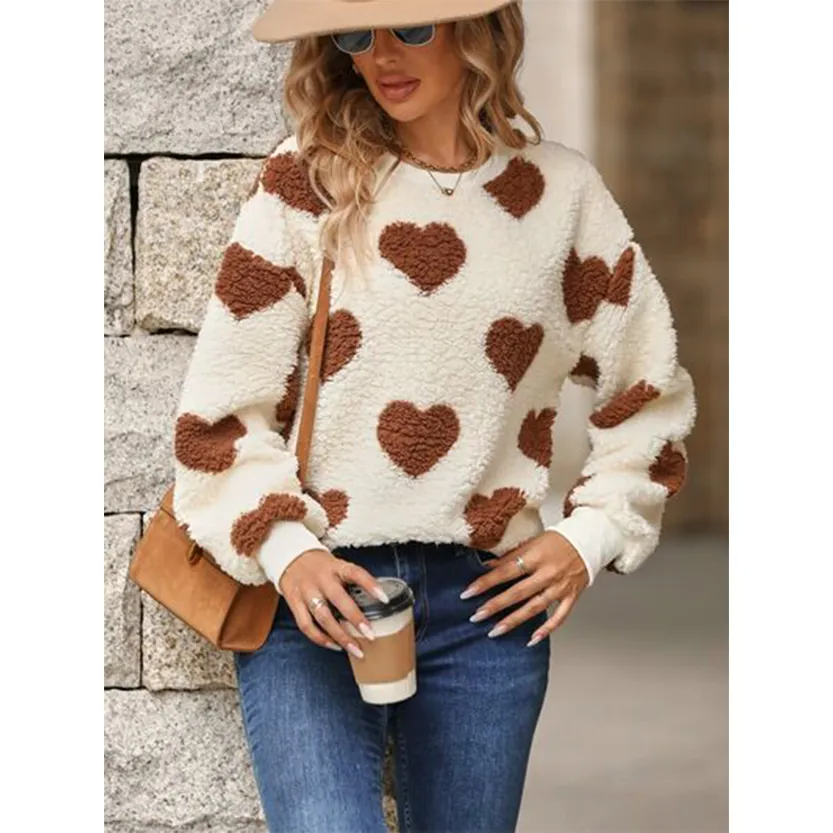 Funki Buys | Sweaters | Women's Plush  Fuzzy Heart Pullover