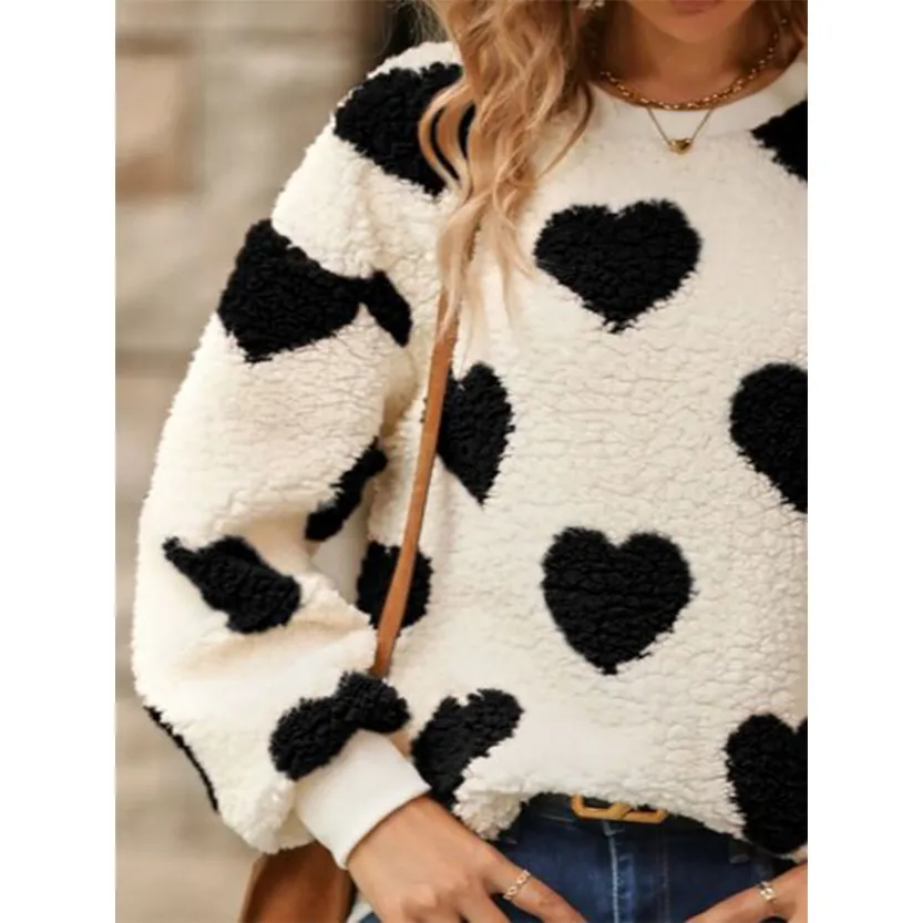 Funki Buys | Sweaters | Women's Plush  Fuzzy Heart Pullover