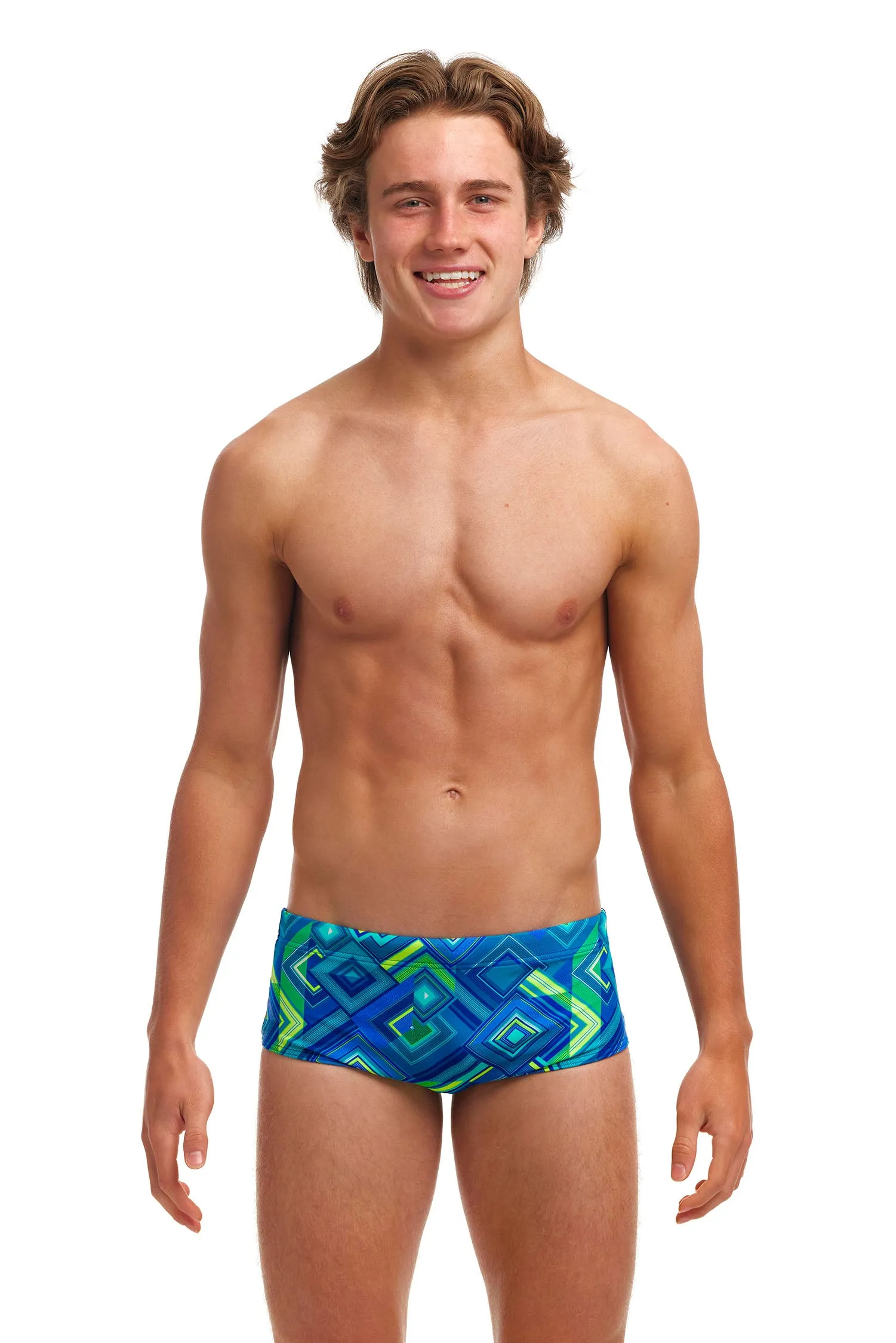 Funky Trunks Boy's Help Me Rhombus Sidewinder Trunks