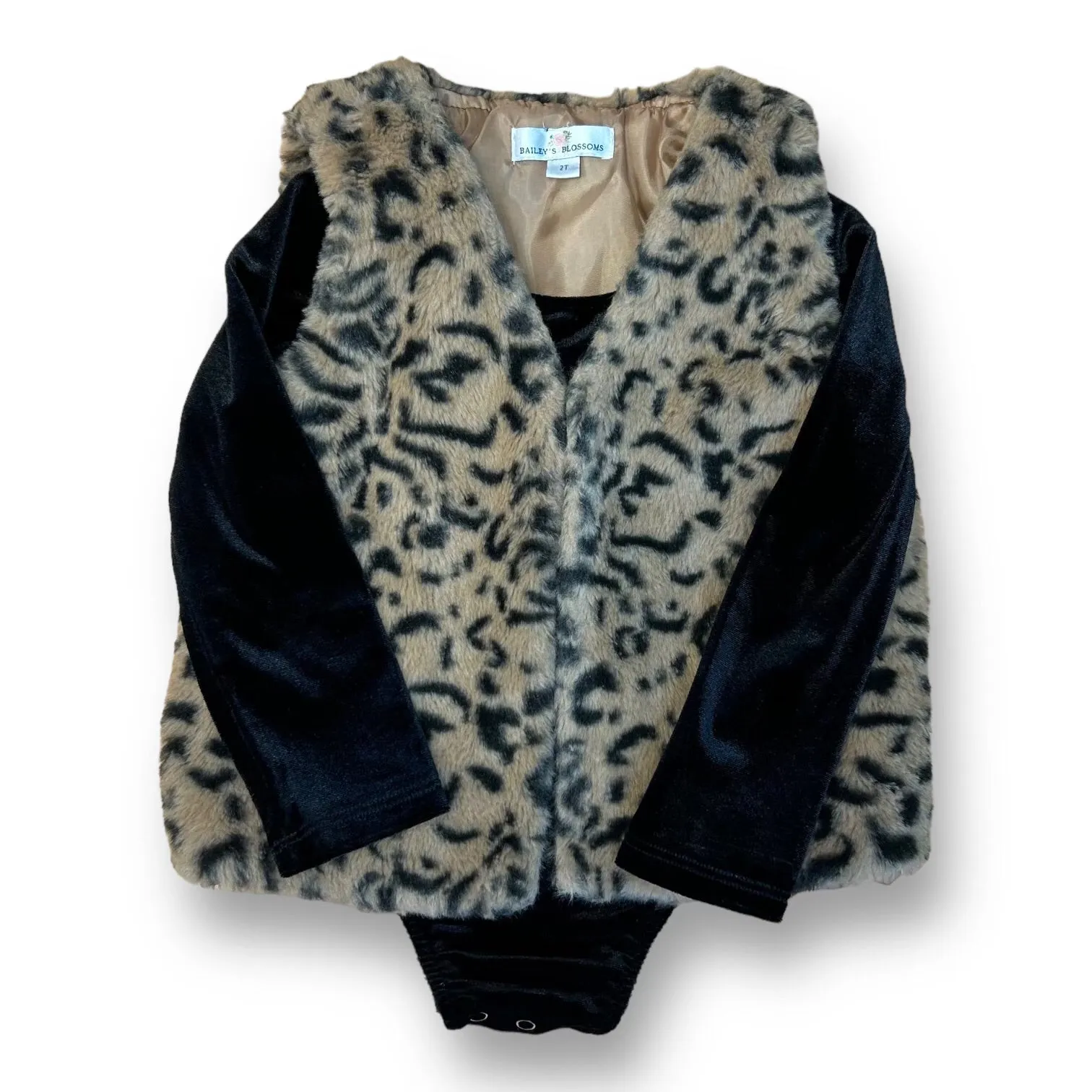 Girls Bailey's Blossoms Size 2T Faux Fur Vest & Velvet Bodysuit