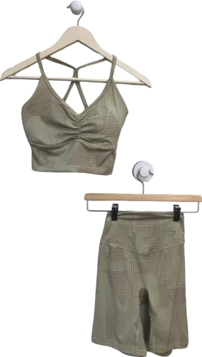 Gymshark Beige Strappy Sports Bra and Leggings Set UK S/XS