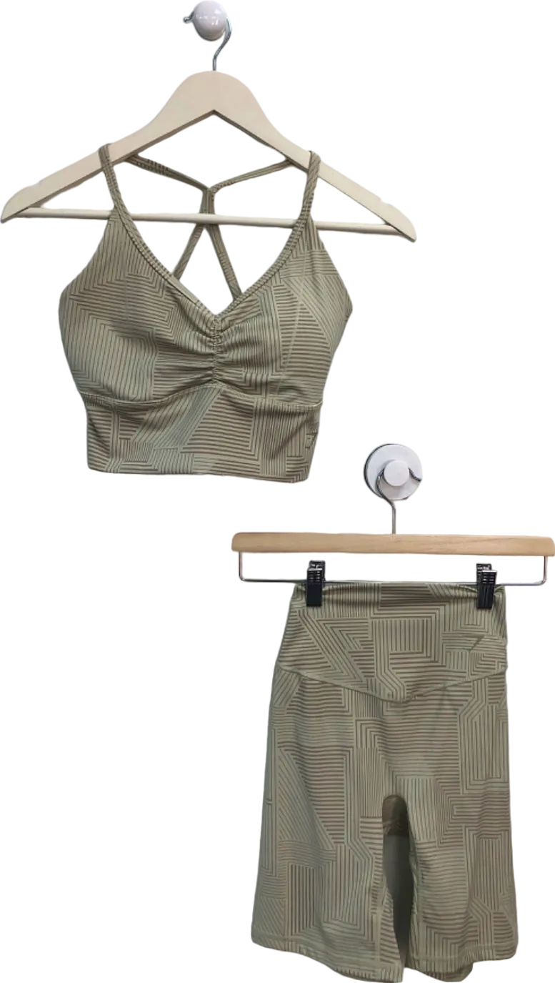 Gymshark Beige Strappy Sports Bra and Leggings Set UK S/XS