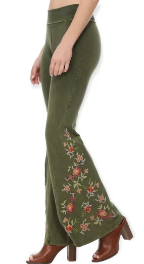 Harmony's Embroiderd  Flare Yogi Pants