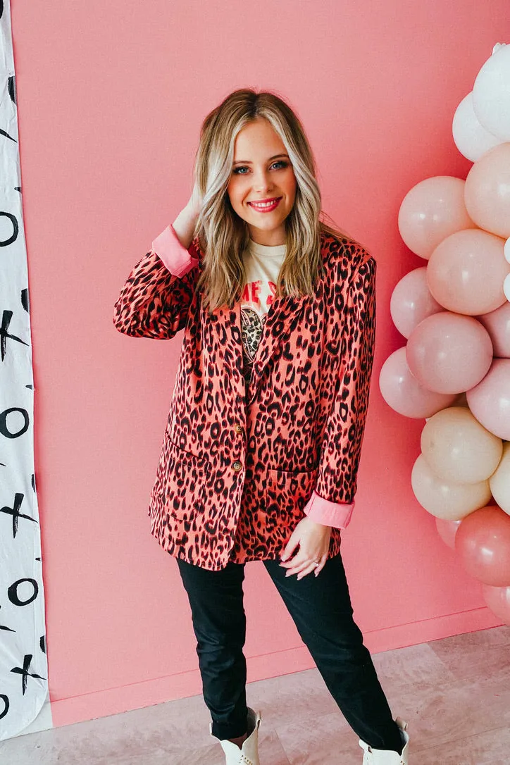 It's A Date Satin Leopard Blazer | FINAL SALE