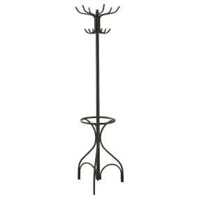 Kiefer - 12 Hook Freestanding Metal Coat Rack Hat Hanger - Black