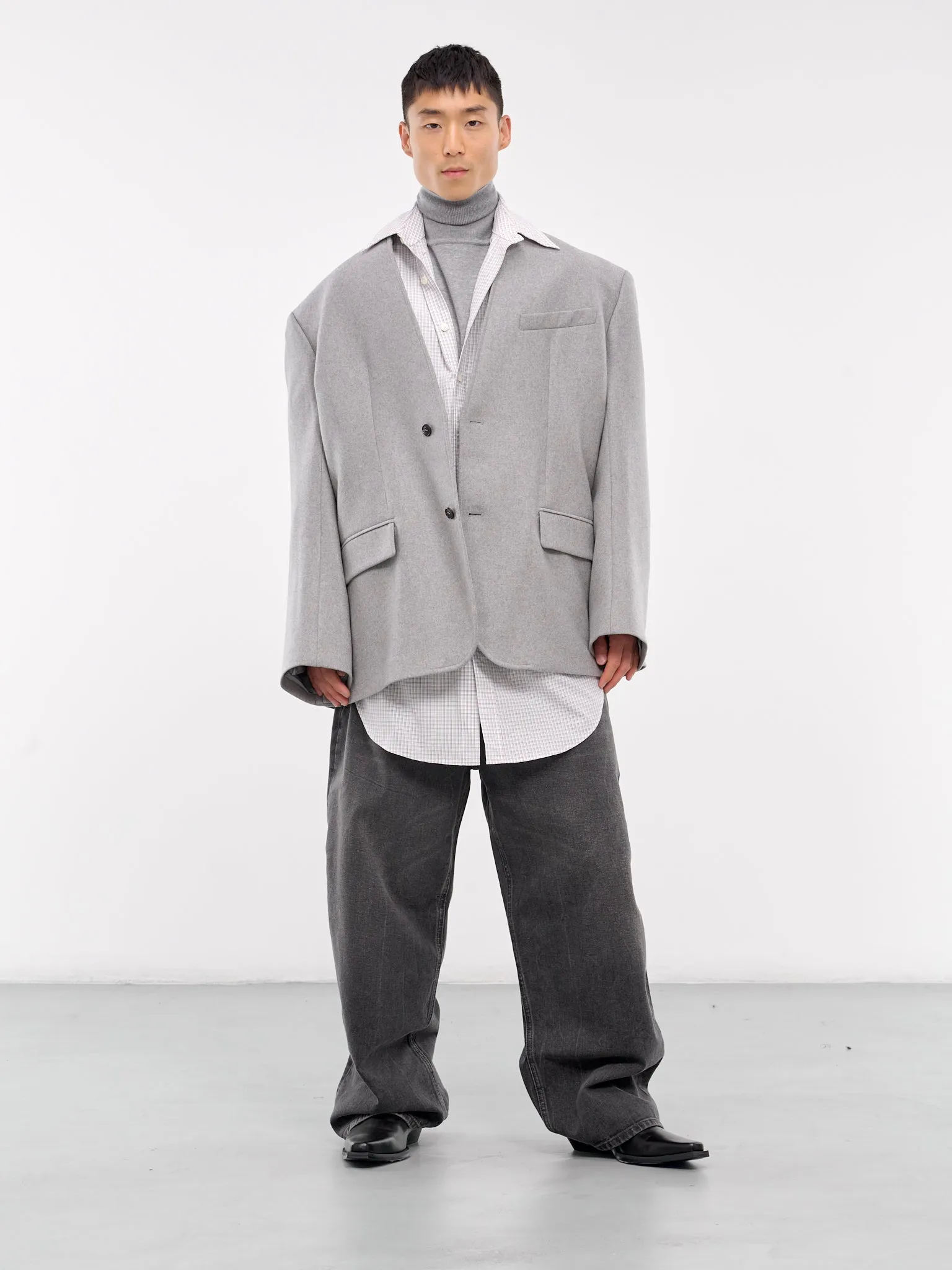 Lapelless Blazer (HMMZ15011A-HZ137X-LIGHT-GREY)