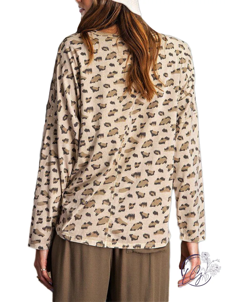 Leopard Printed Garment Dye Loose Fit