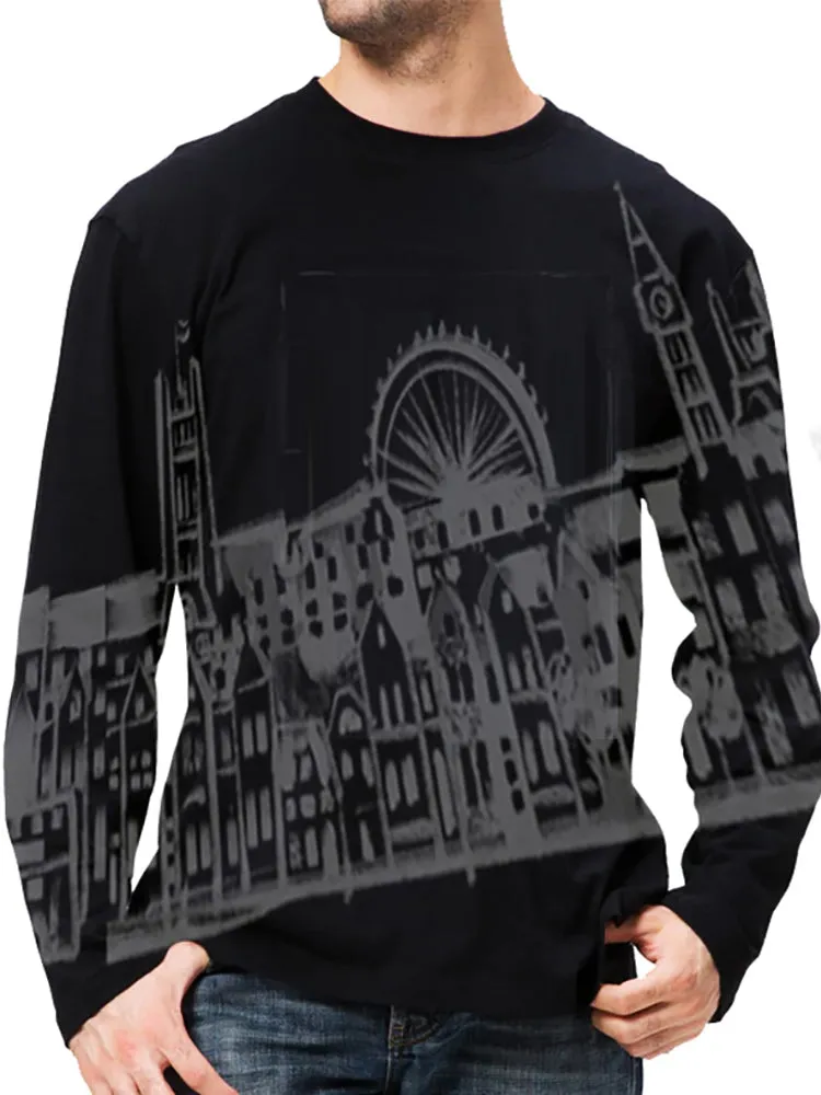 London-UK Ashore Travel Shirts- London-UK Series No. 232001 Artist Handpaint Long Sleeve Shirt EU Size 100% Cotton  High Quality Gifts Tops