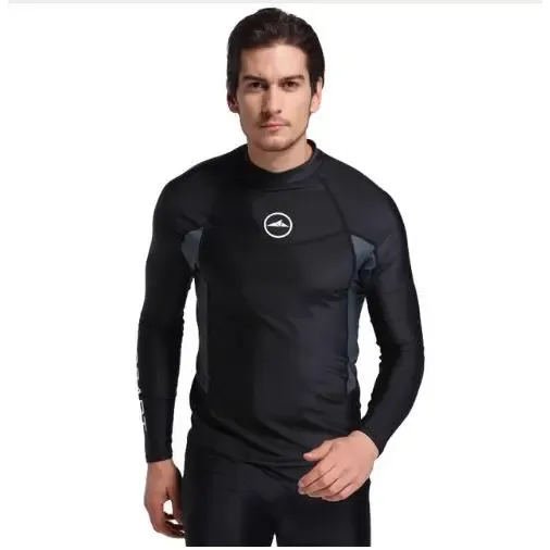 Long sleeve men rash guards swimwear shirt