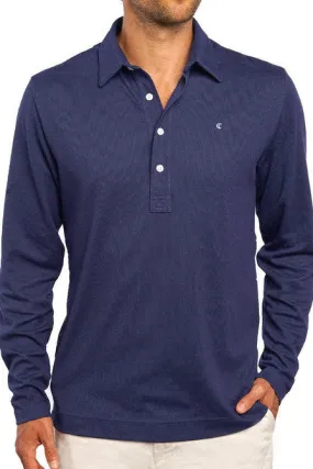 Long Sleeve Range Polo in Navy Jacquard