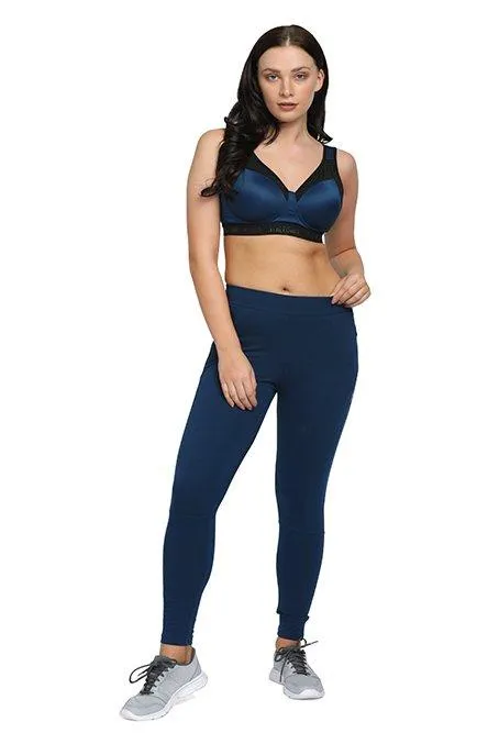 Lovable Cotton Blue Gym Wear Tights Yoga Pants With Pockets