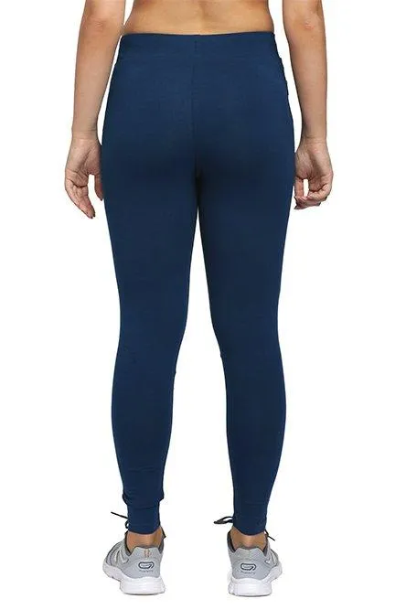 Lovable Cotton Blue Gym Wear Tights Yoga Pants With Pockets