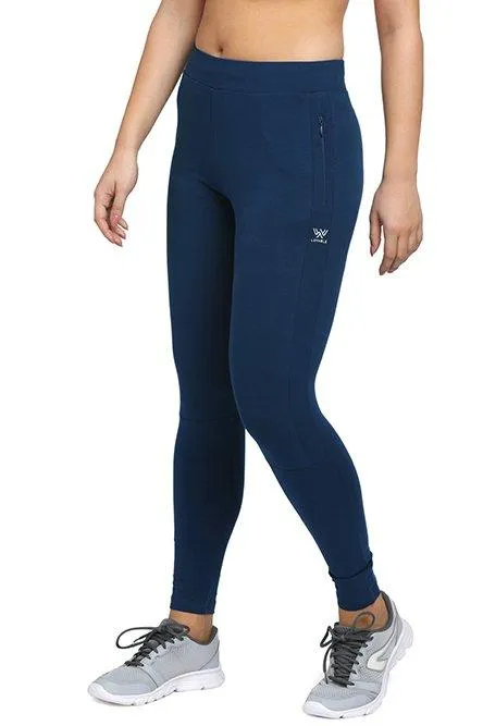 Lovable Cotton Blue Gym Wear Tights Yoga Pants With Pockets