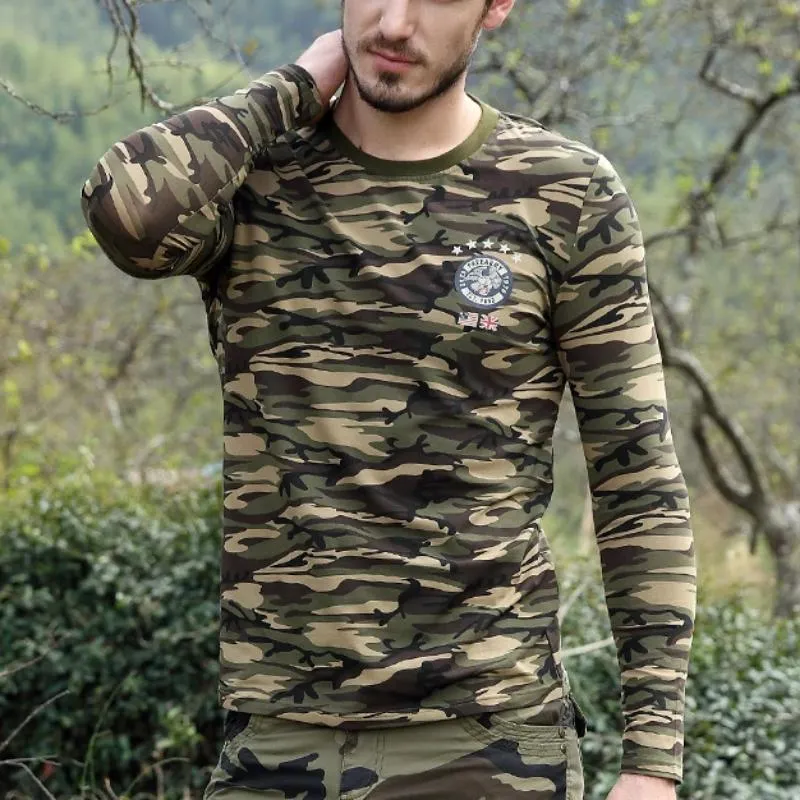 Military Camouflage Slim Fit Long Sleeve Shirt