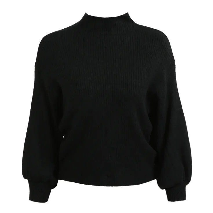 Mock Neck Long Sleeve Woman Bottom Sweater 6696