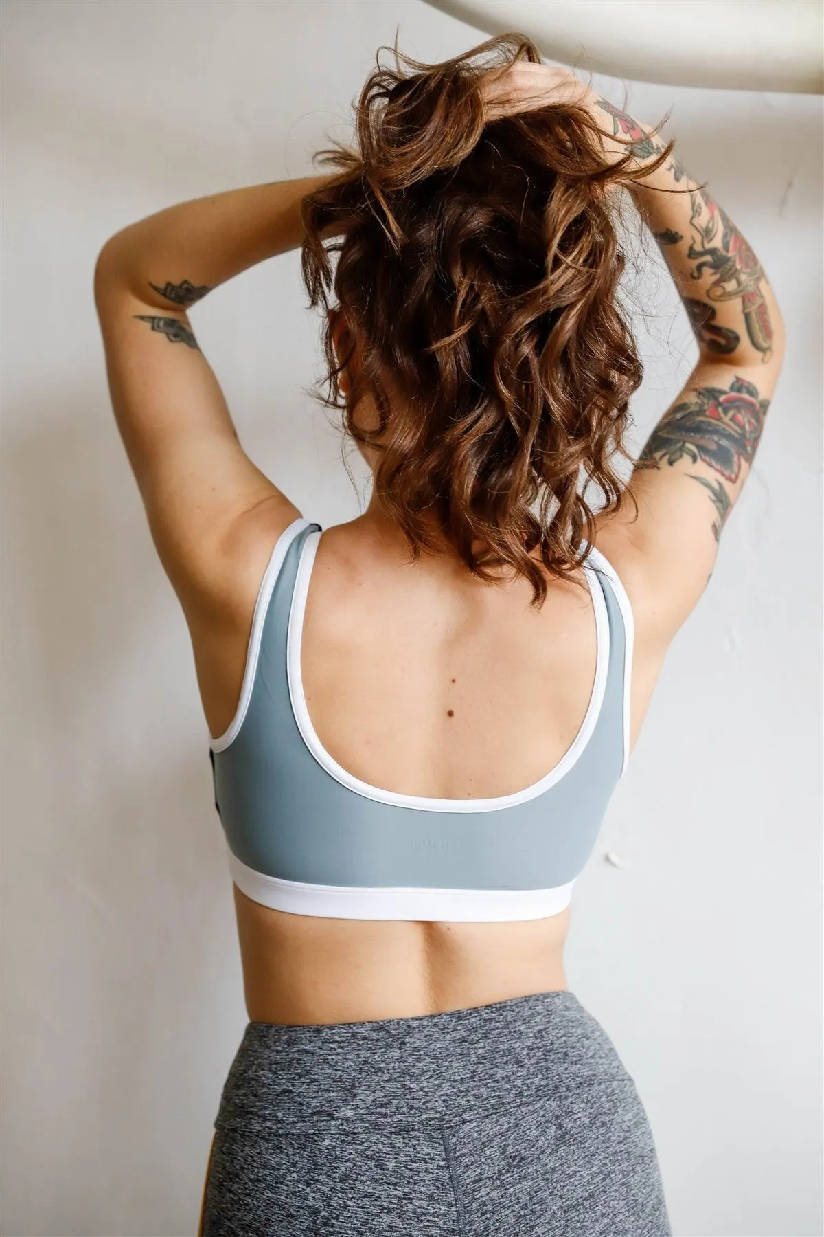 Navy Colorblock Contrast Trim Sports Bra Sleeveless Crop Top /2-1-1