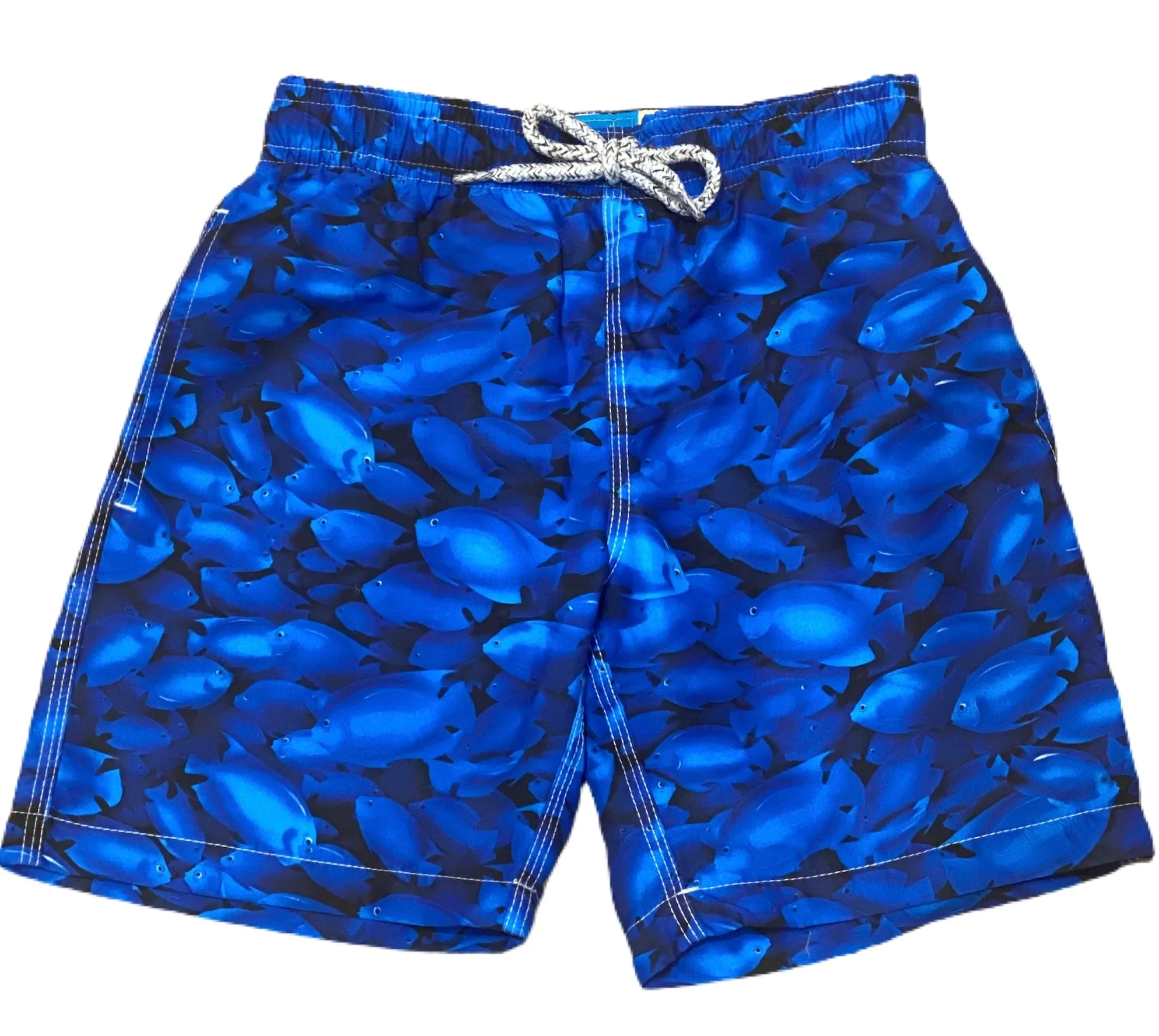 Navy Fish Swim Trunks