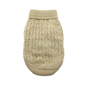 Oatmeal Combed Cotton Cable Knit Dog Sweater