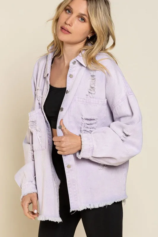 POL Distressed Oversized Jacket