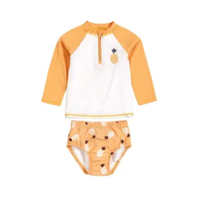 Raglan Rashguard   Swim Diaper Set, Pineapple