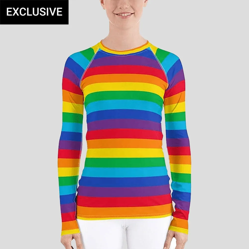 Rainbow Stripes Rash Guard Top (POD)