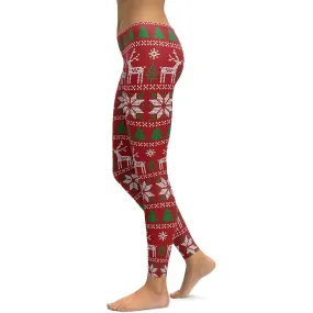 Red Ugly Christmas Leggings