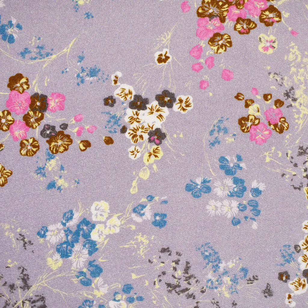 Scrolling Wildflower Print French Terry Lavender SY