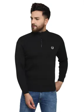 Solid Black Synthetic Long Sleeves Turtle Neck  Sweaters