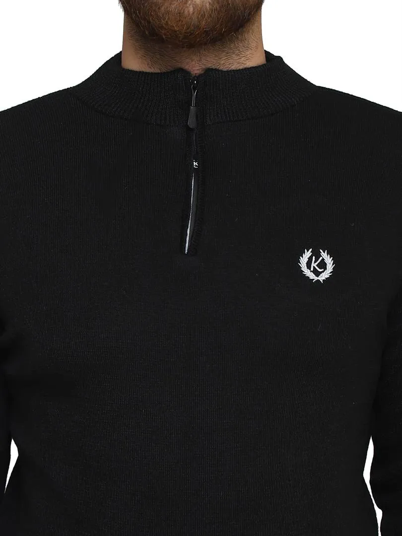 Solid Black Synthetic Long Sleeves Turtle Neck  Sweaters