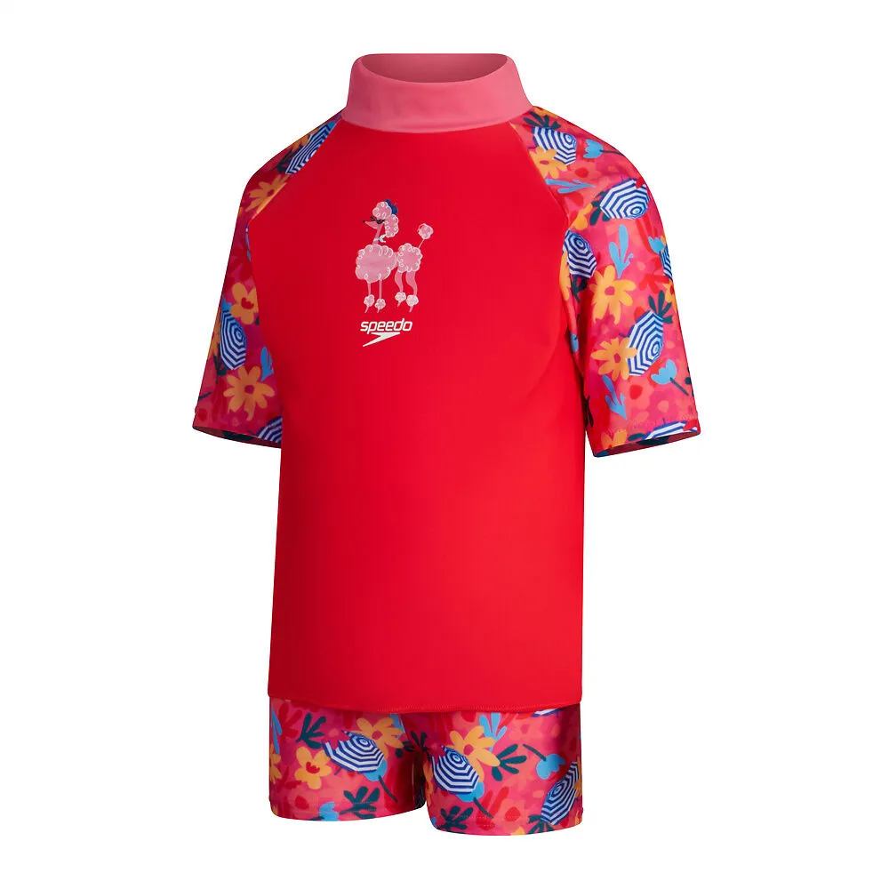 Speedo Toddler Girls Digital Short Sleeve Rash Top Set